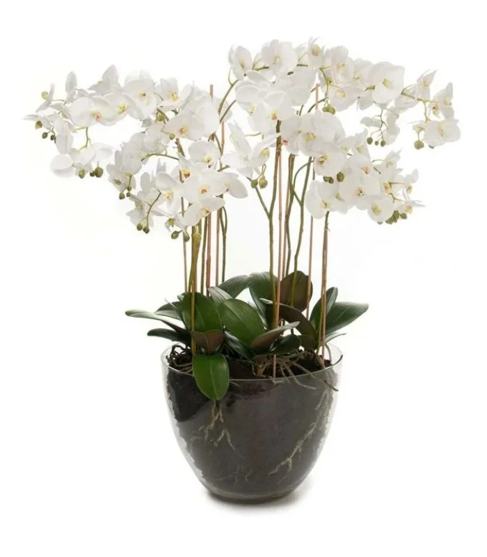 Krukväxt med konstgjorda Orkidéer